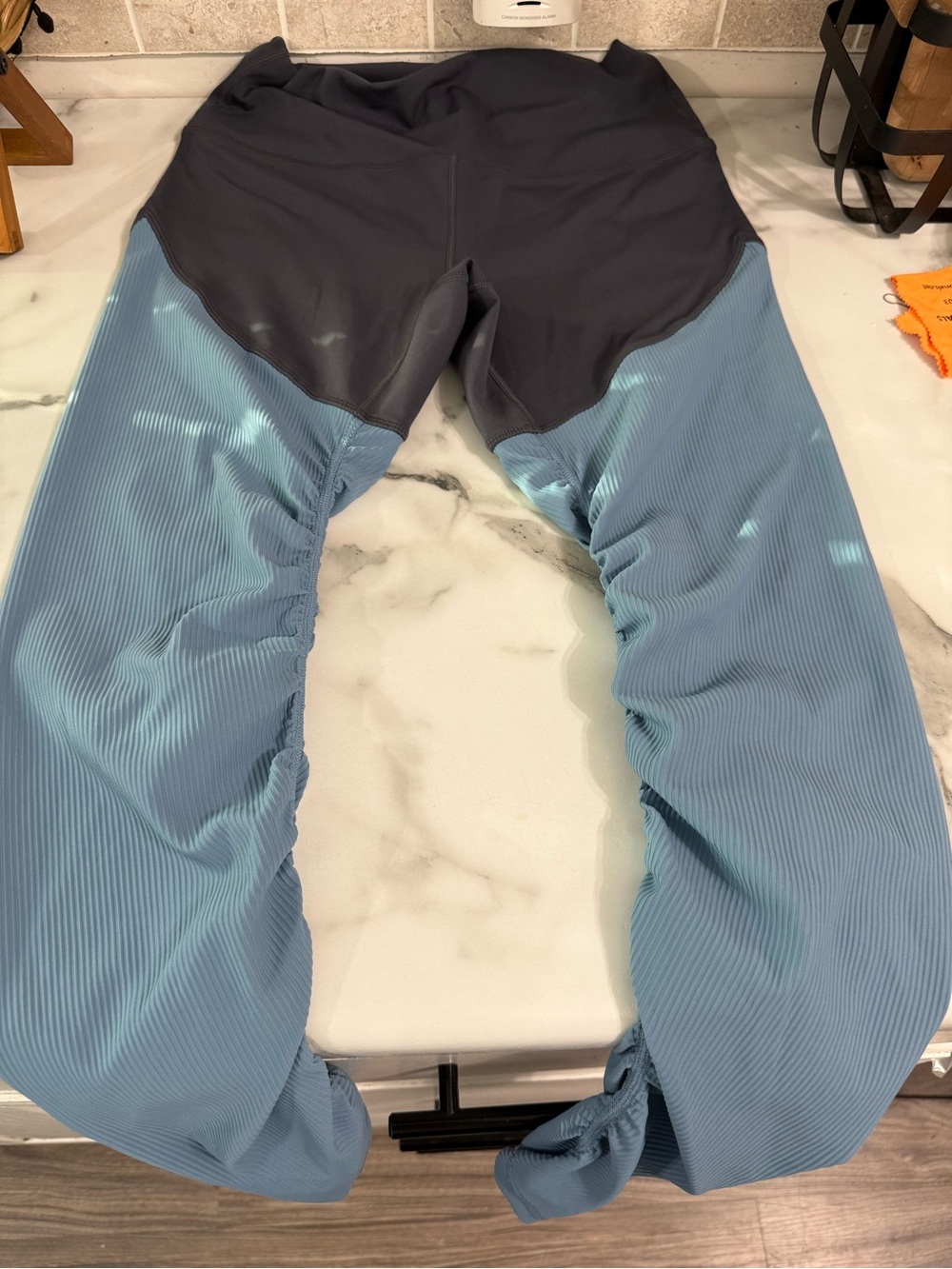 Zyia Storm Parallel Luxe Leggings Womens 6-8 Gray Blue High Rise 7/8 Cinch Pants